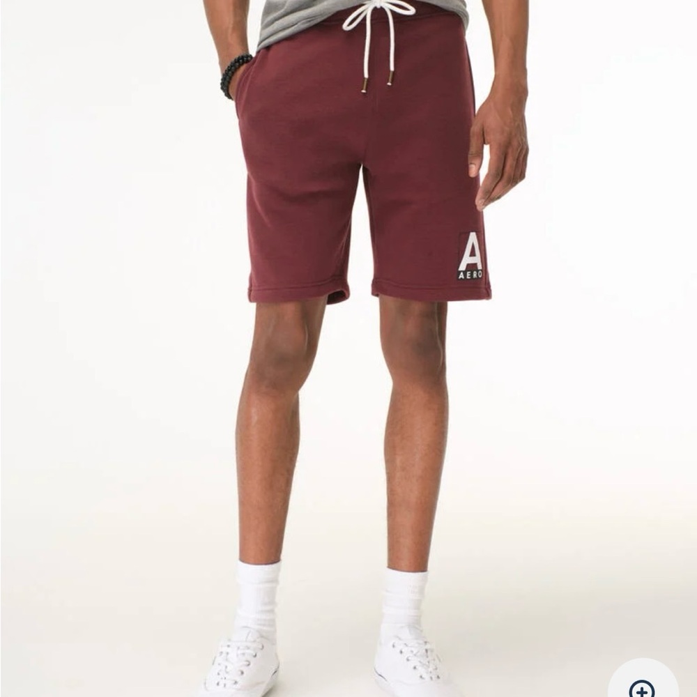 AEROPOSTALE Maroon Letter Logo Aero Fleece Athletic Shorts Mens size Large